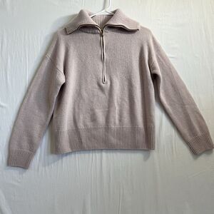 Bartolini Sweater Womens Large Pink Wool Cashmere Blend 1/2 Zip Cozy Made Italy